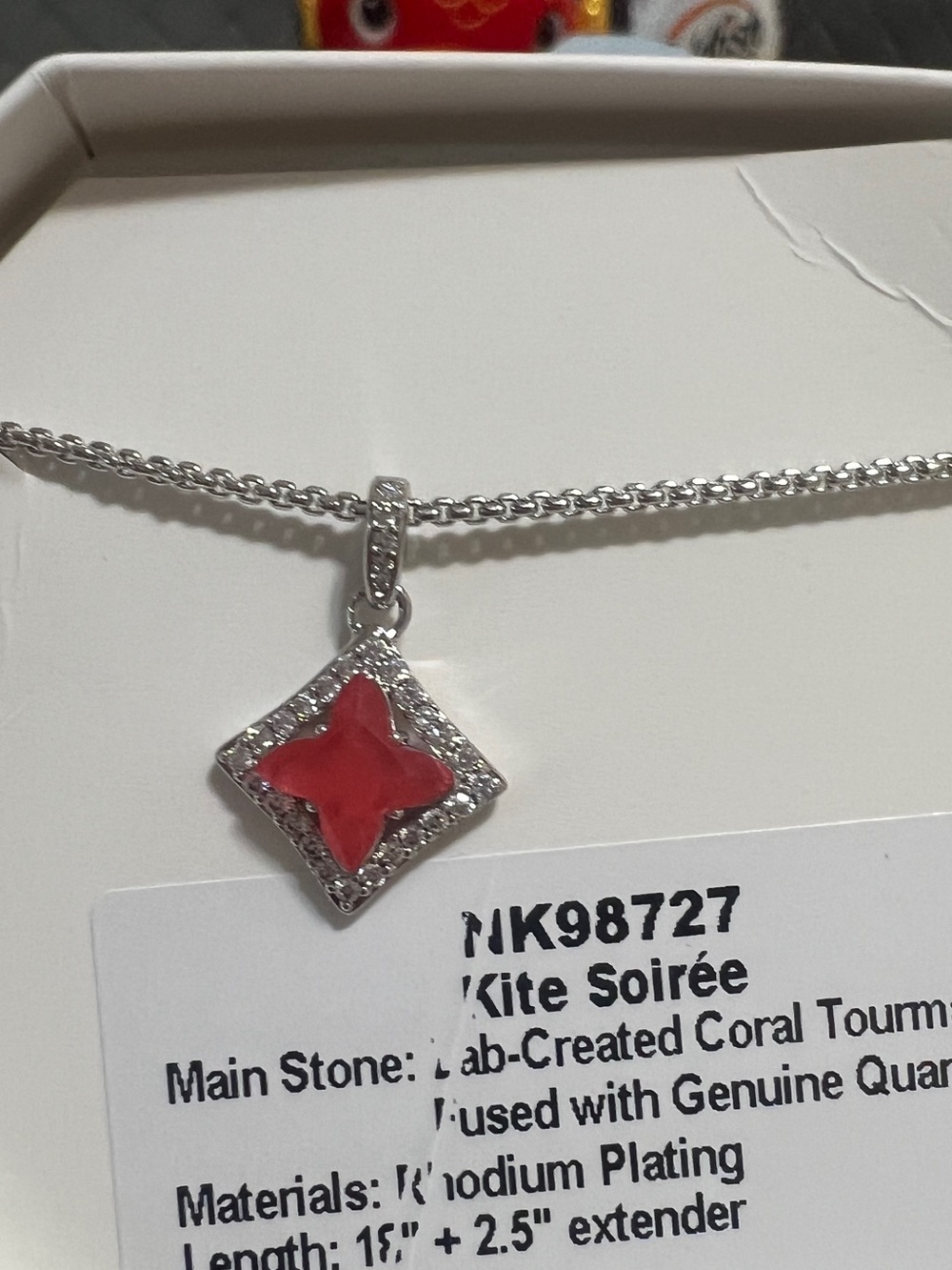 Bp Silver Kite Pendant Necklace with Red Coral Tourmaline